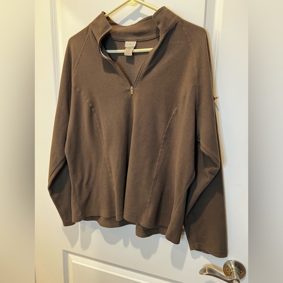 LL Bean Women’s Brown Quarter Zip Up Pullover Size XL - Picture 3 of 10